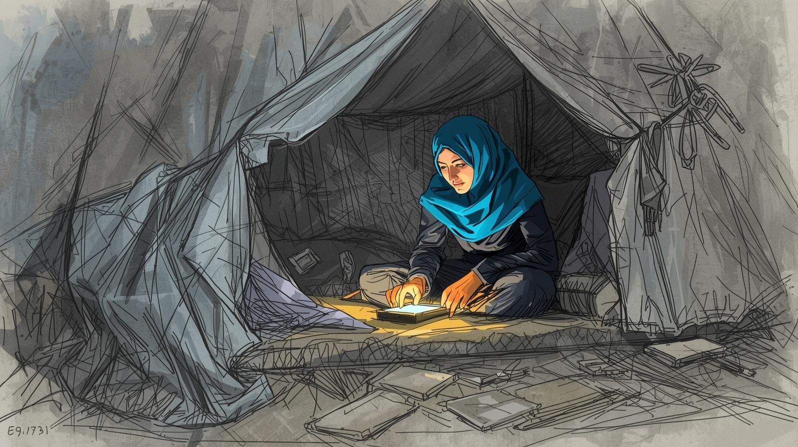 In a displacement tent lacking the most basic nece In a displacement tent lacking the most basic nece